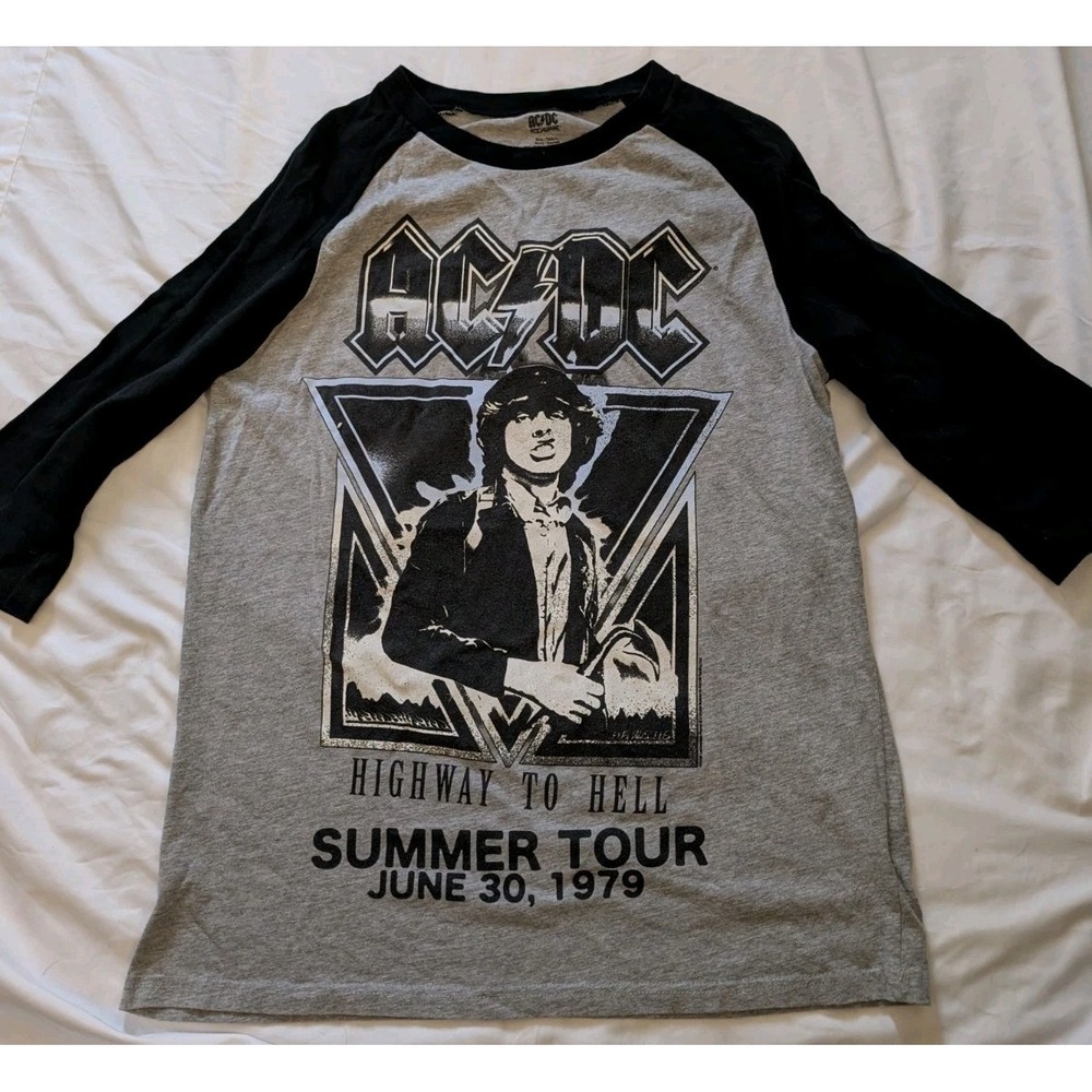 AC/DC‎ Adult Large Highway To Hell Concert 3/4 Sleeve Graphic Print T-Shirt